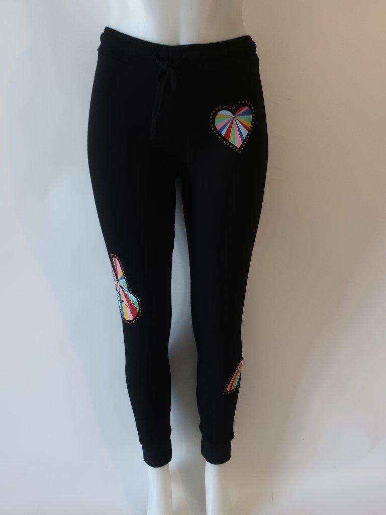 Nwt Womens Lauren Moshi (Item- 52) Jess Black Rainbow Stripe Peace Joggers S